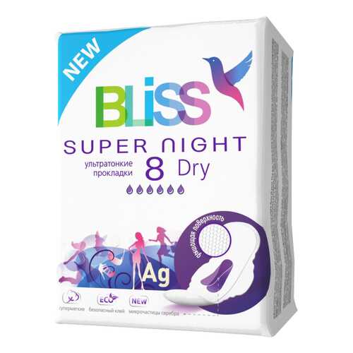 Прокладки Bliss Super Night Dry ультратонкие 8 шт в Мери Кей