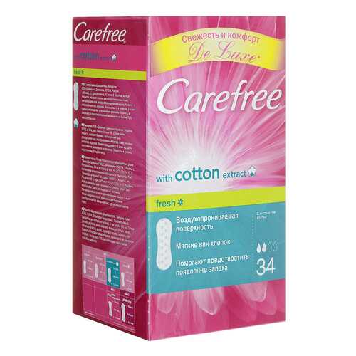 Прокладки CAREFREE Cotton Fresh С экстрактом хлопка 34 шт в Мери Кей